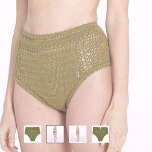 SHE MADE ME Essential High-Waisted Crochet Bikini Bottoms | Green Size M NWOT